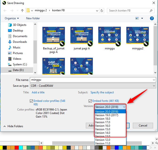 Cara Menurunkan Versi Corel Berkas Belajar