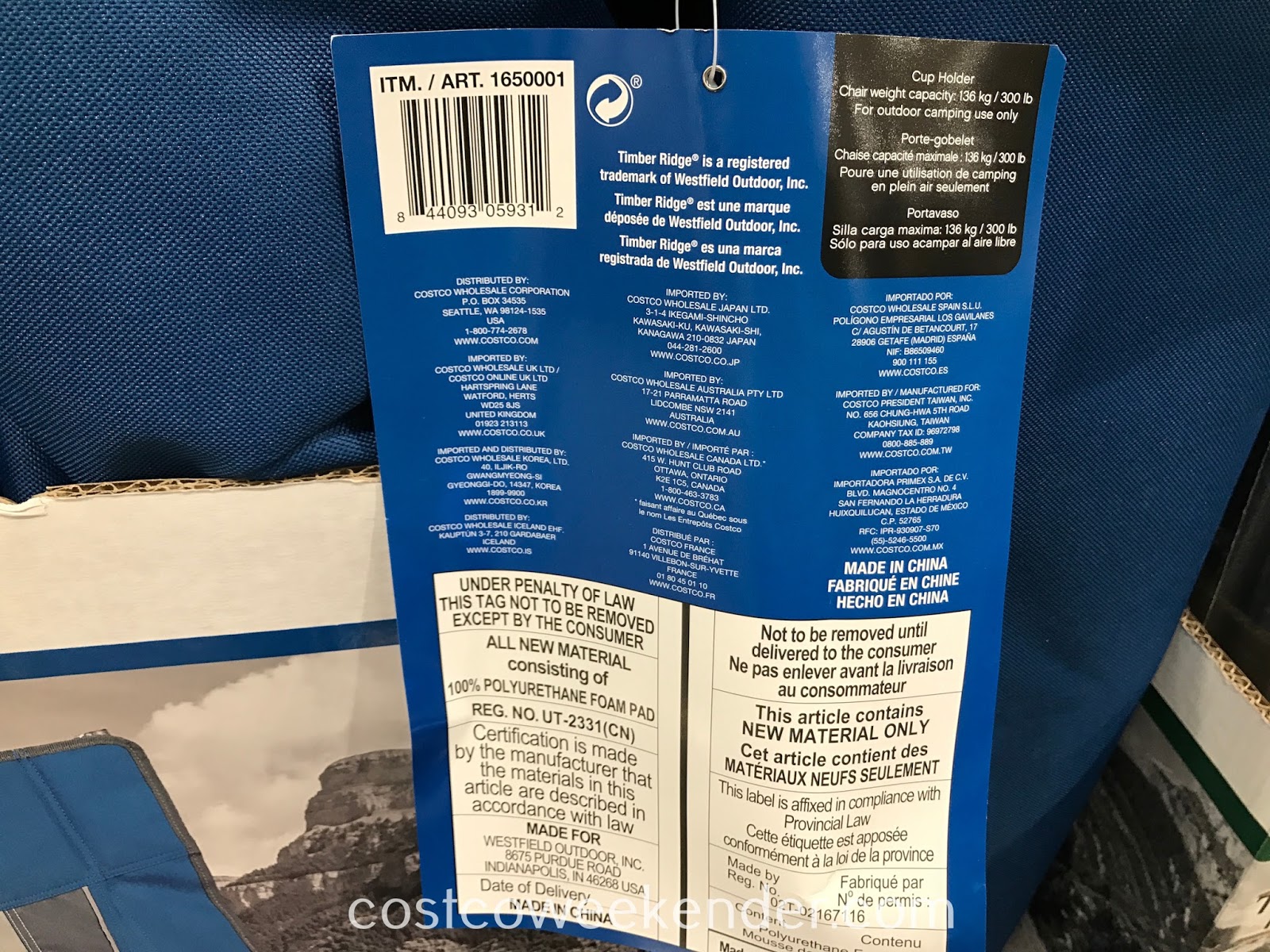 Timber Ridge High Back Bungee Chair Costco Weekender