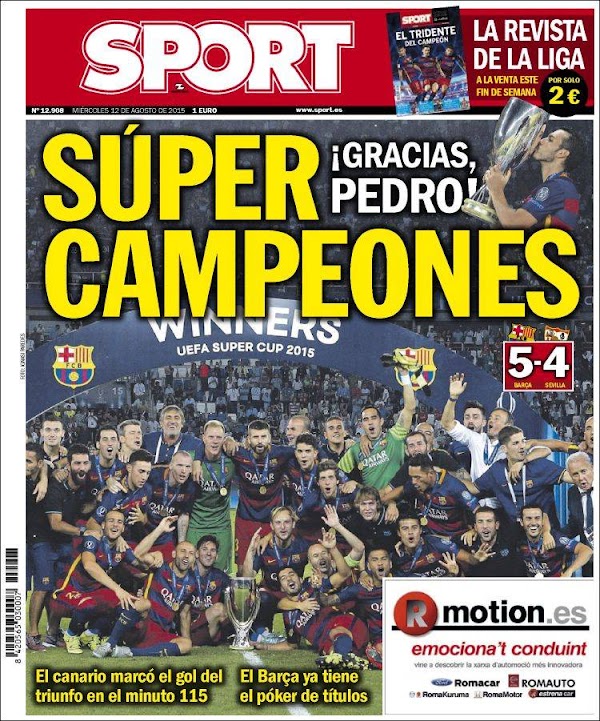 FC Barcelona, Sport: "Súper Campeones, gracias Pedro"