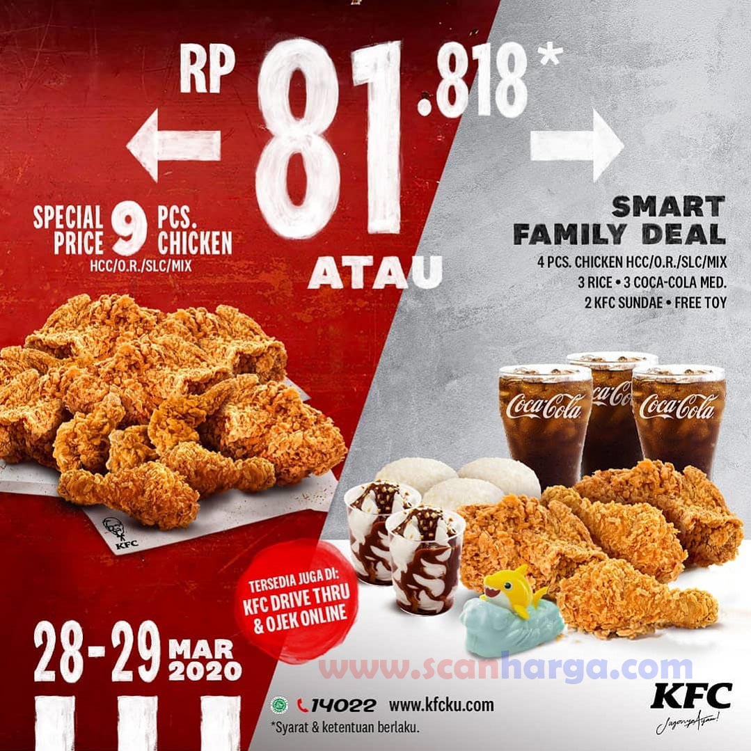 √ Promo KFC Harga Spesial 9 Pcs Ayam Mulai Rp.81.818 Periode 28 29 Maret 2020