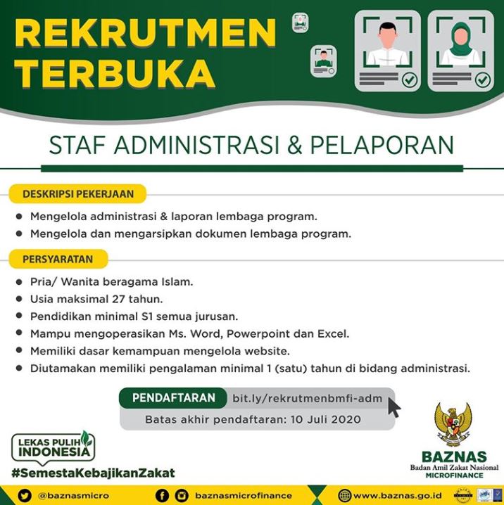 Rekrutmen Terbuka Baznas Microfinance - Lowongan Kerja BUMN Kementerian