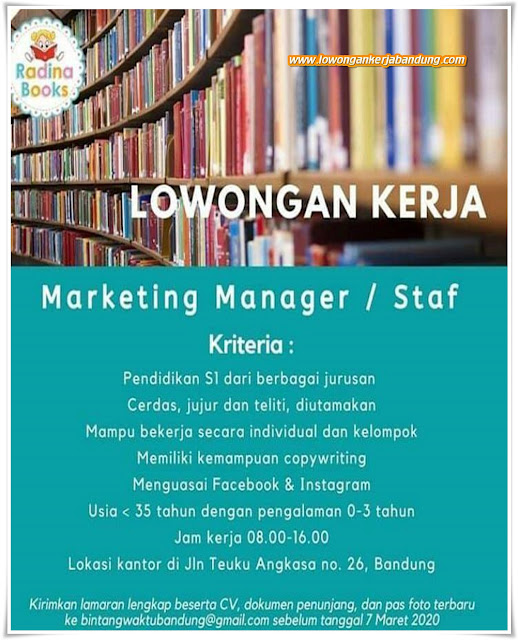 Lowongan Kerja Bandung Staff Radina Books