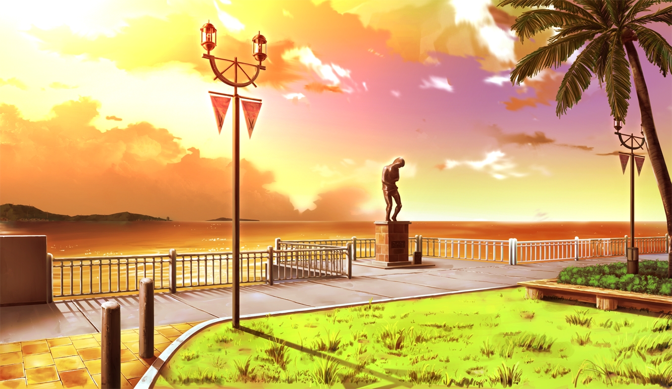 Anime Landscape: Anime Sunset Beach View Background