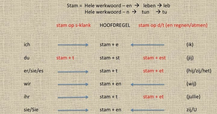 inch poeder aankleden Duitse grammatica: Regelmatige werkwoorden (ott), schema en oefenen
