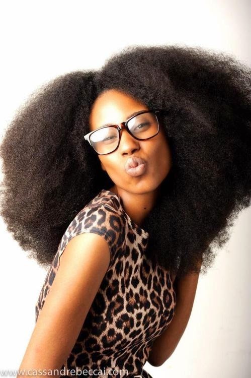 Natural hair black women long hair afro hair leopard print top glasses