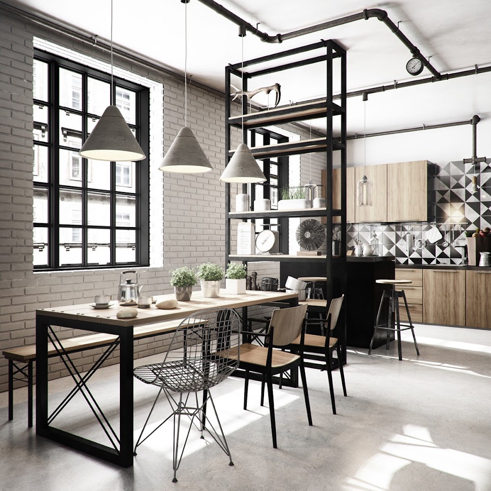 industrial-dining-room-pendant-lights