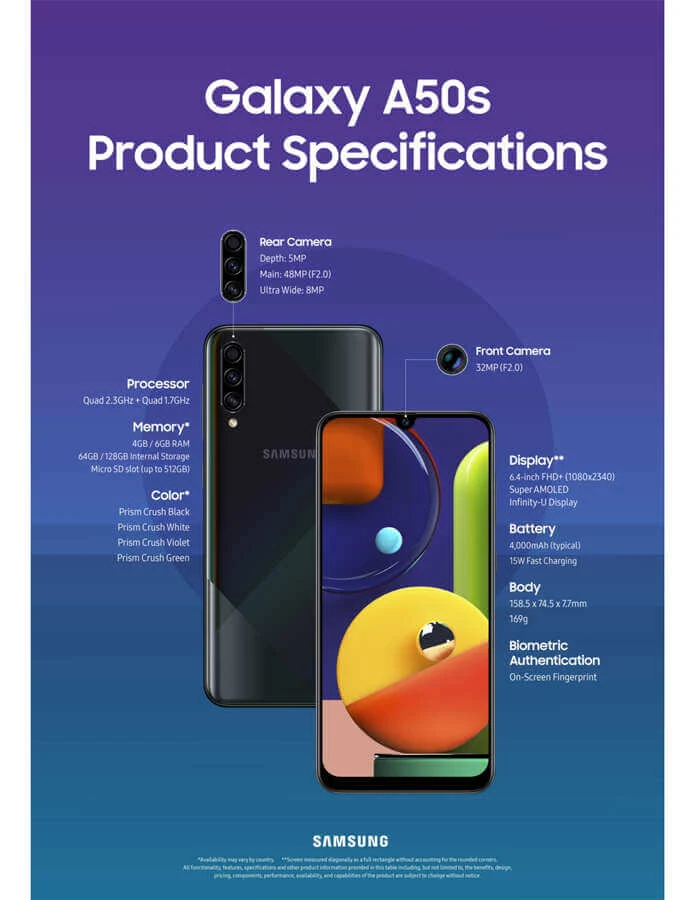 Samsung Galaxy A50s Specification