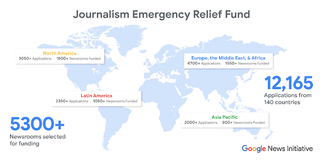 ジャーナリズム緊急救援基金について世界図上で紹介するイラスト画像。