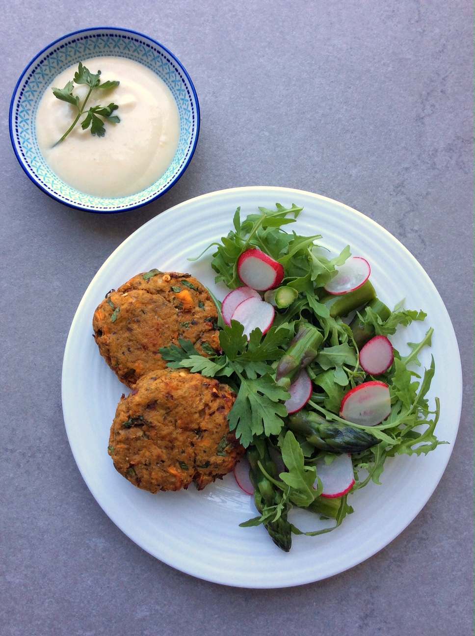 Sweet Potato and Sardine Fish Cakes with Yogurt Dip
