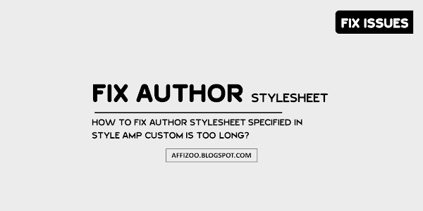 How To Fix The Author Stylesheet Specified In Style AMP Custom Is Too Long? In AMP Pages