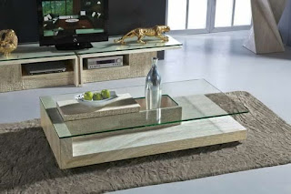 Modern Travertine Stone Coffee Table Rectangle Glass Center Table for Living Room glass center table living room table glass with grey rug