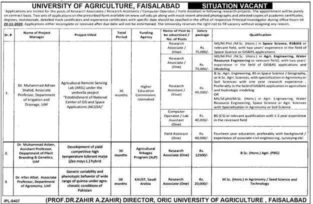 University of Agriculture Faisalabad UAF Jobs