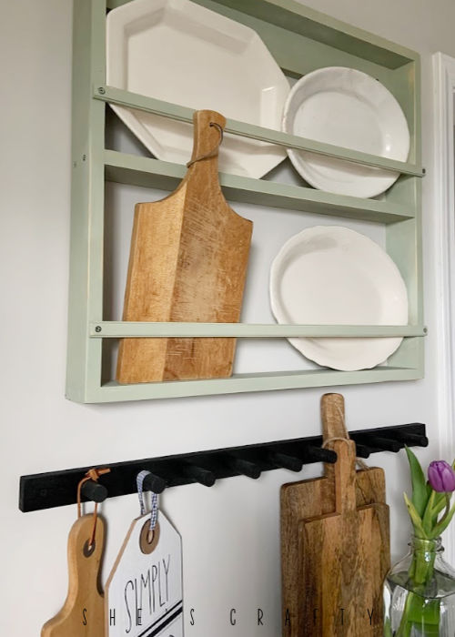 Hanging peg rack for a kitchen - farmhouse style storage