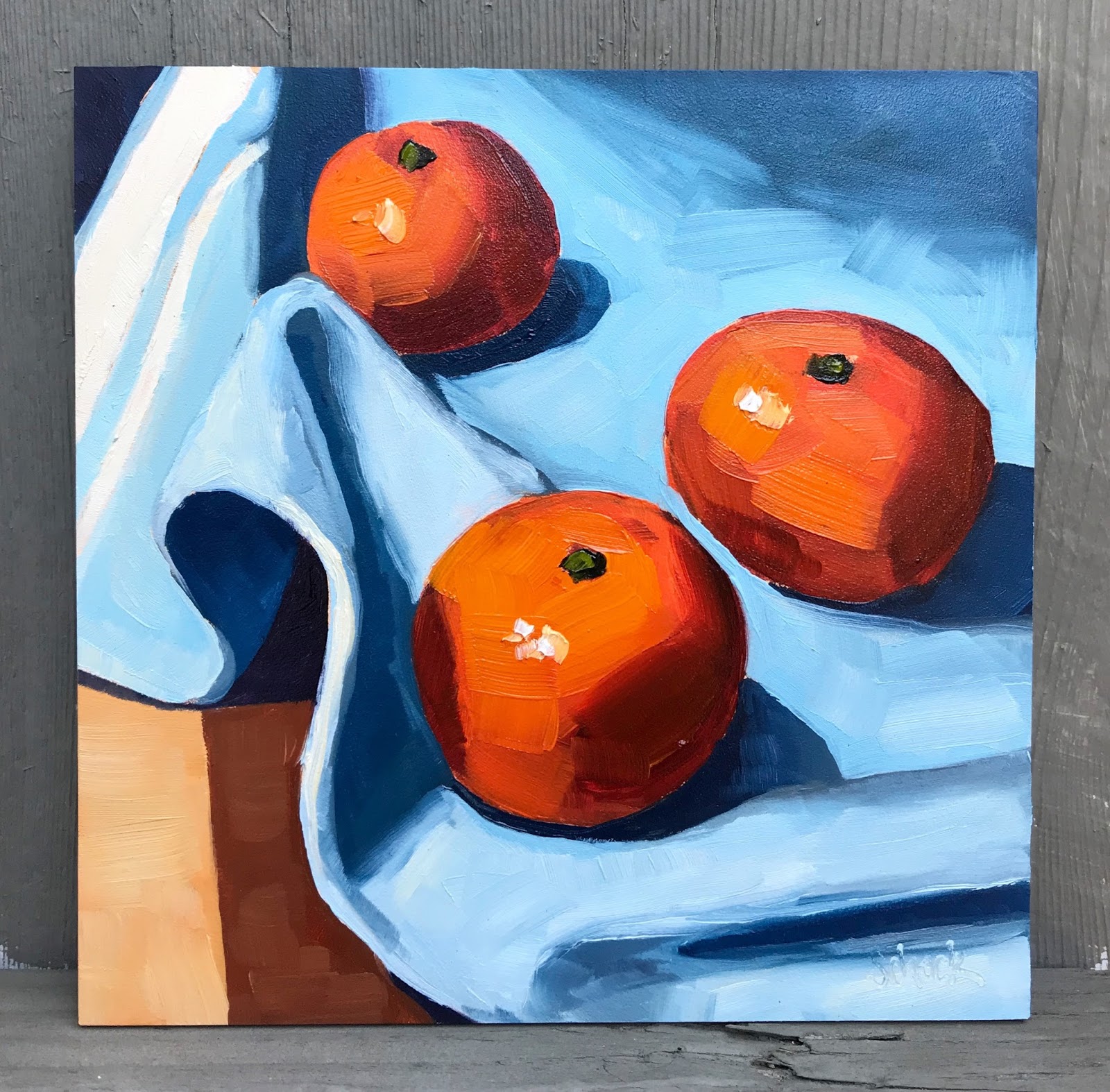 Tangerines On Blue 6x6 Sharon Schock Art Tangerines On Blue 6x6 Sharon Schock Art