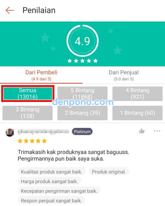 Melihat Ulasan dan Jumlah Penjualan