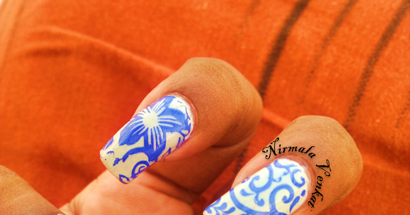 Ink Blue Stamping Nail Art (non Konad Stamping Polish)