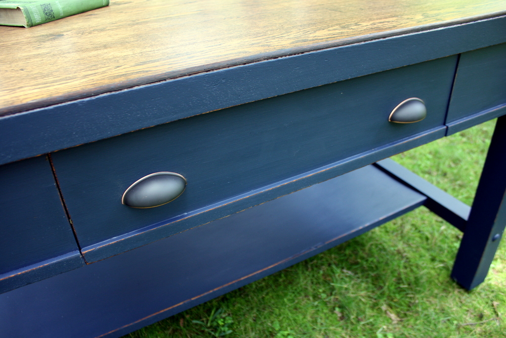 Roots and Wings Furniture Blog No. 133 Pastor's Navy Blue Oak Desk