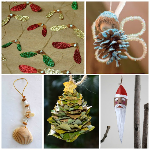 Christmas Nature Crafts For Kids- beautiful arts and crafts choices for preschoolers, kindergartners, and elementary children featuring twigs, leaves, pine cones, shells, and other natural materials.
