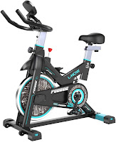 Pooboo Indoor Cycle in Black/Blue with 26.4 lbs flywheel & magnetic resistance