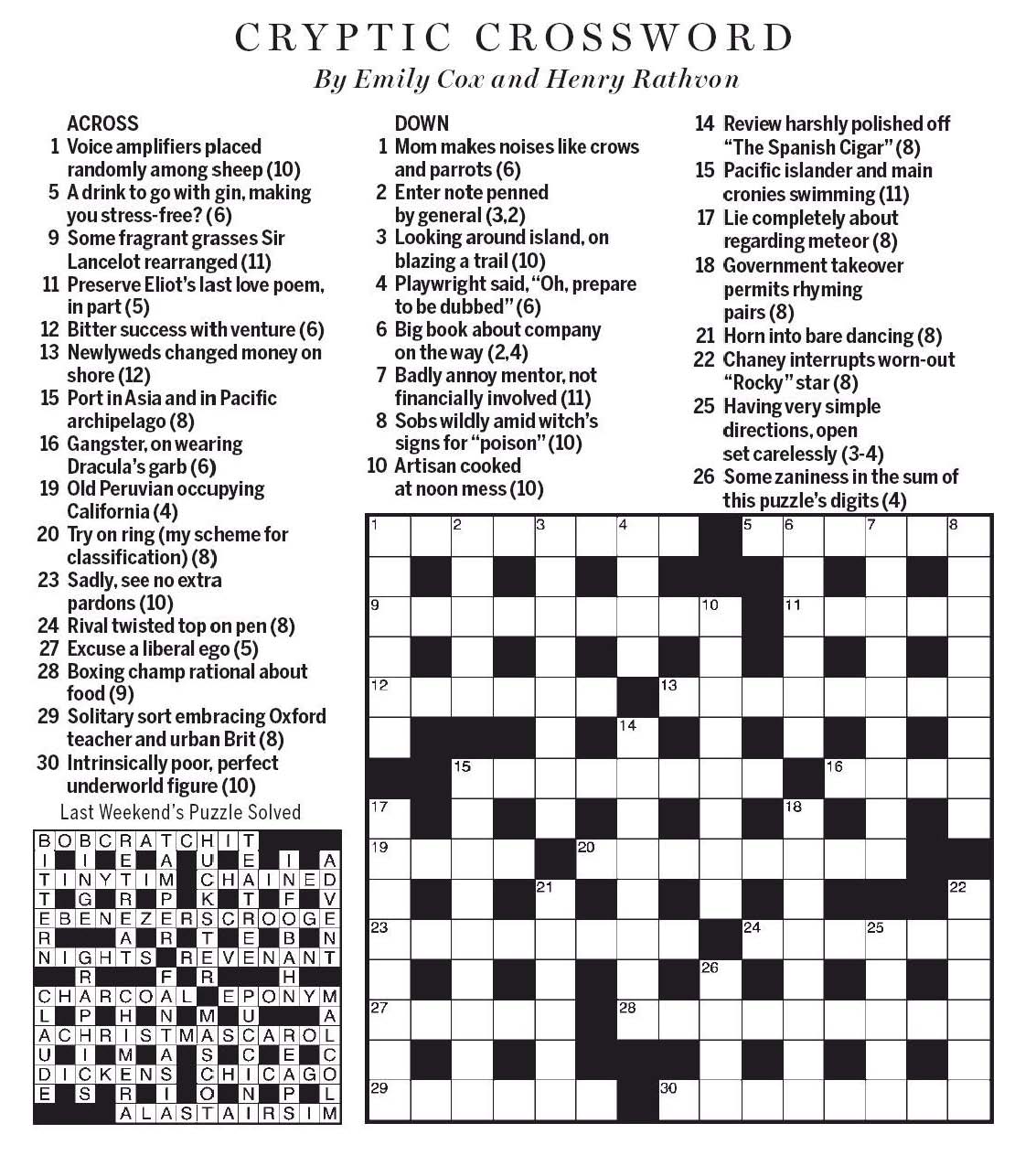 National Post Cryptic Crossword Forum 2019