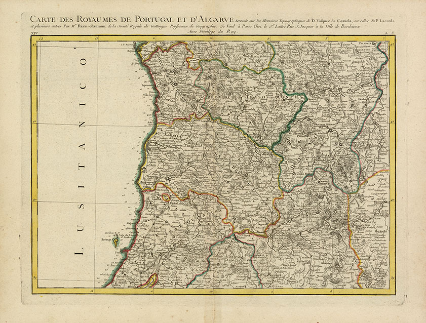 Mapa dos Reynos de Portugal e Algarve by Rizzi Zannoni Giovanni Antonio (  1736 - 1814 ): (1736)