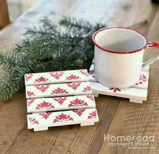 white and red coasters for gifts