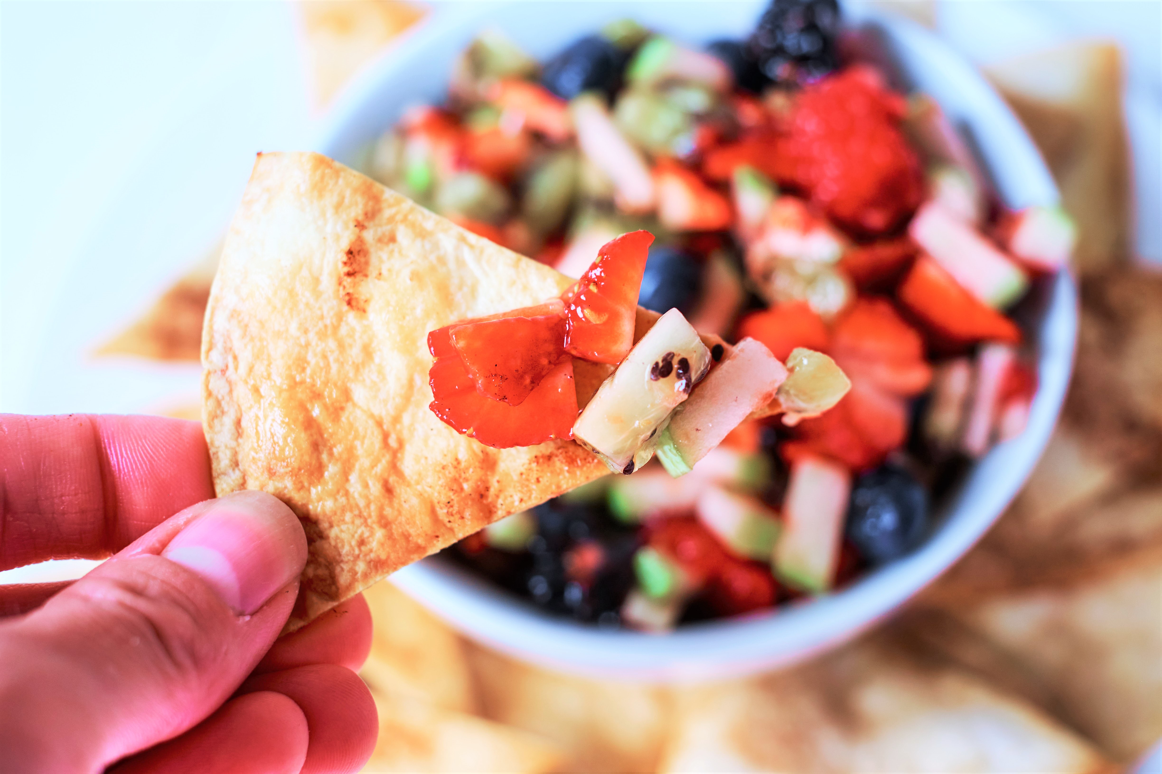 Air Fryer Cinnamon Chips & Fresh Fruit Salsa