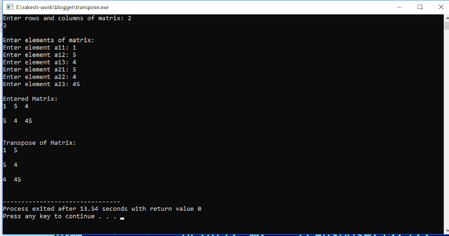 C Program to Find Transpose of a Matrix?