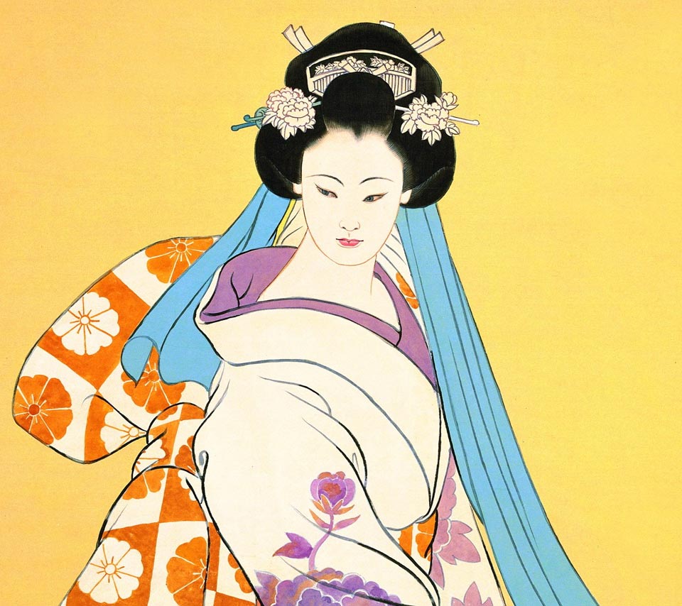 Учида козабуро картины гейша закат