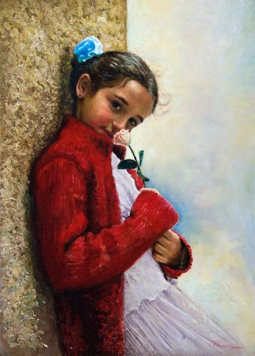 Children in art | Odysseas Oikonomou 1967 | Albanian-Born Greek Portrait painter 