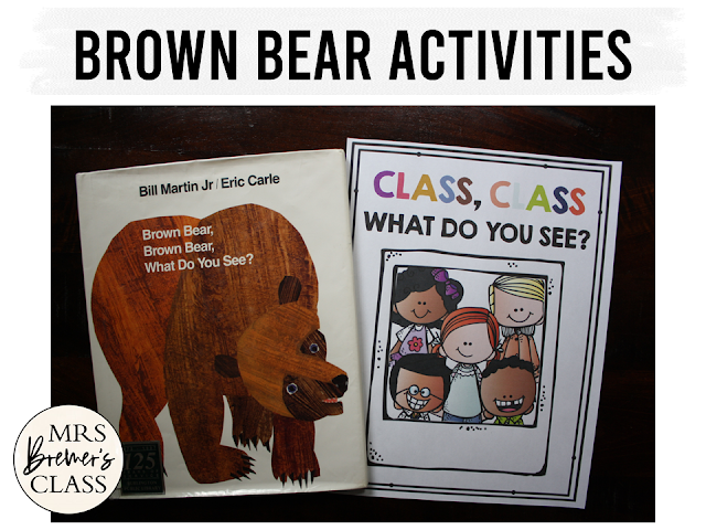 Brown Bear book study companion, standards based literacy activities, class book, interactive booklet, sight word reader, and craftivity for Kindergarten and First Grade.  Common Core aligned. #brownbear #colorwords #sightwords #picturebookactivities #kindergarten #literacy #reading