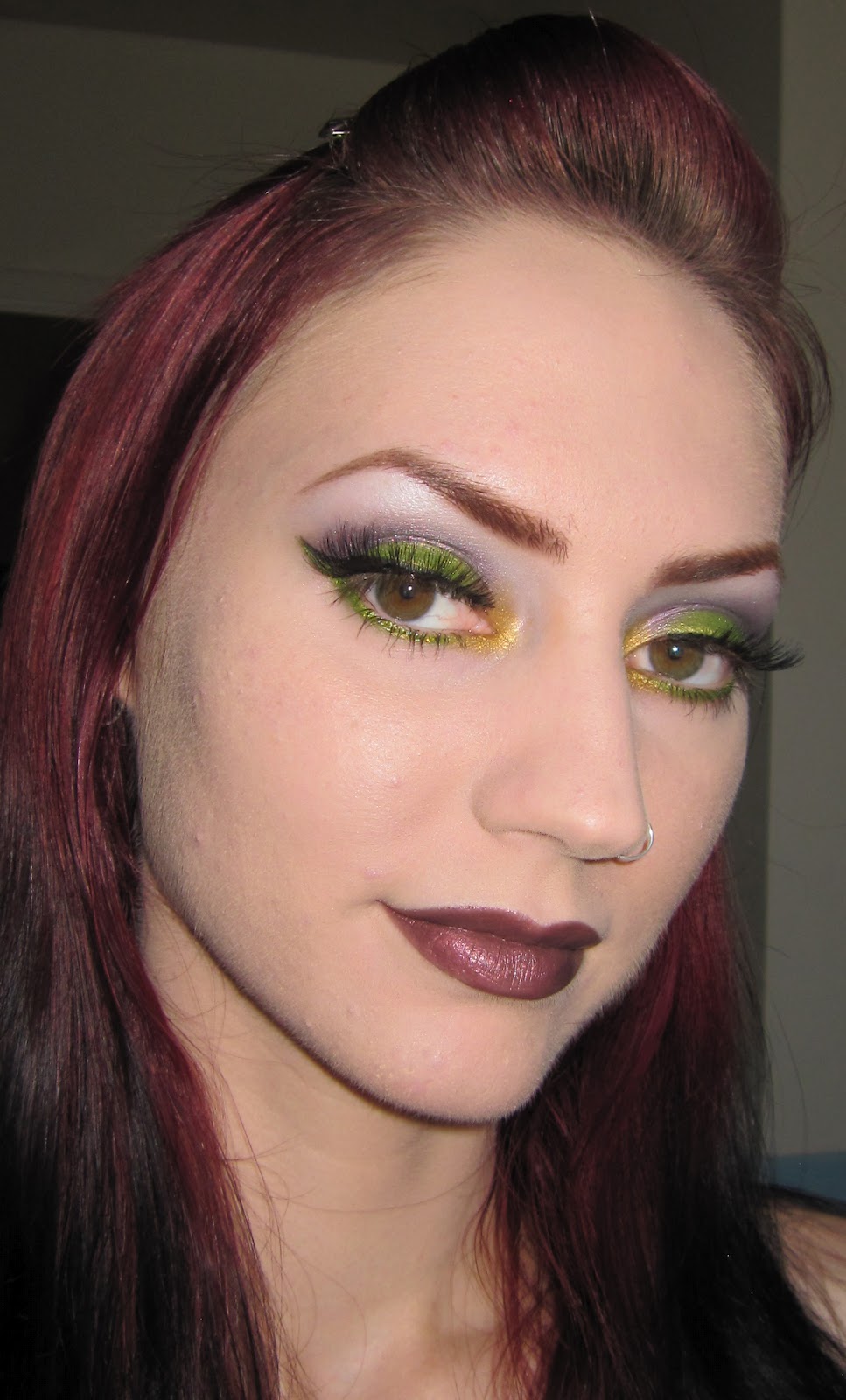 Glitter is my Crack: Golden Yellow, Green and Purple Makeup look with ...