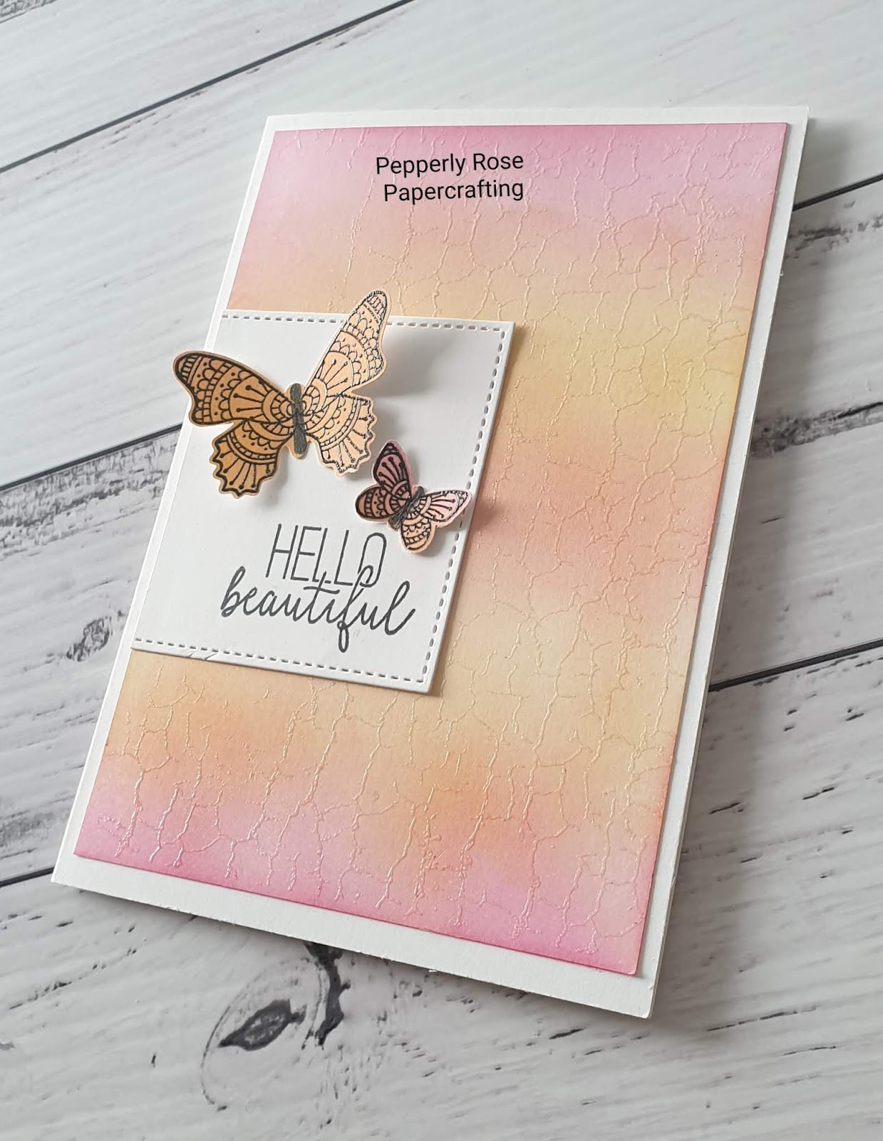 Pepperly Rose Papercrafting Stampin Up! Crackle Paint Butterfly Gala Card