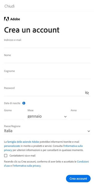 Registrazione Behance