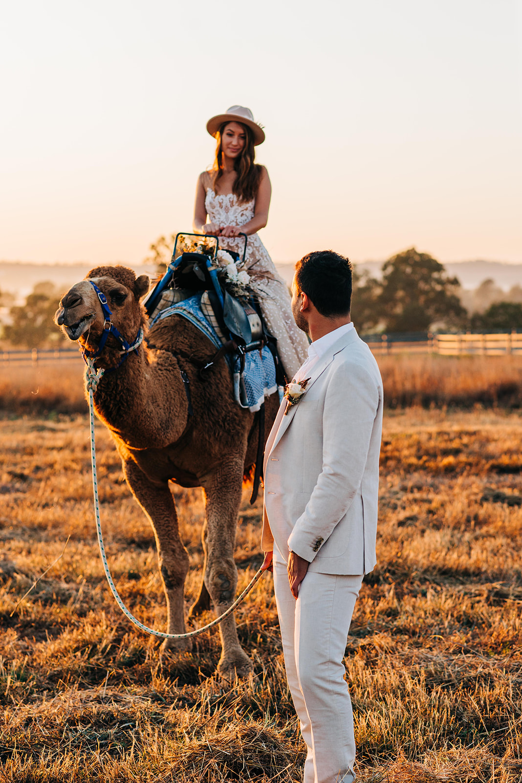 to the aisle australia | champagne at sunrise summer land camels shoot