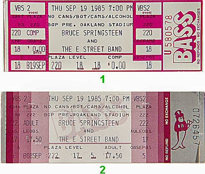Bruce Springsteen tickets Giants Stadium 1985