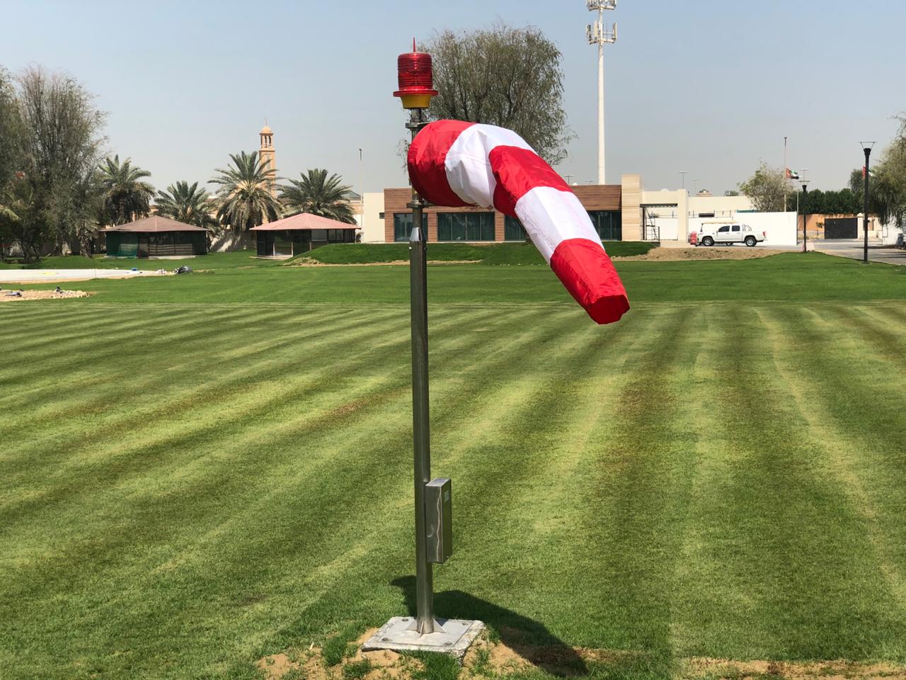 Airport /Heliport Wind Cone with fabric windsock and aircraft warning light