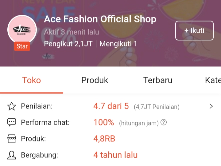 Ace Fashion Official Shop Supplier Shopee Terbaik Kategori Fashion Wanita