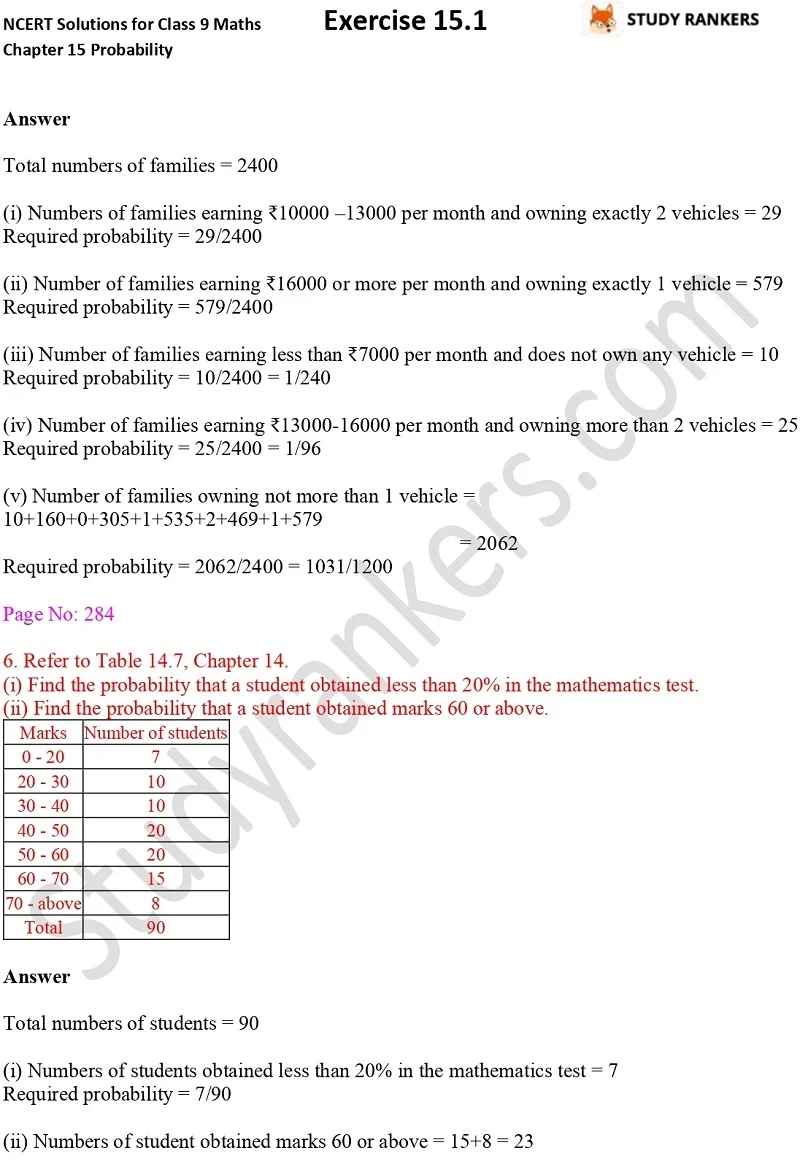 NCERT Solutions for Class 9 Maths Chapter 15 Probability Exercise 15.1 Part 3
