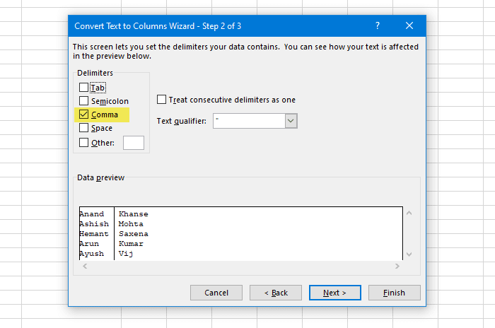 Excel 및 Google 스프레드시트에서 텍스트를 열로 분할하는 방법