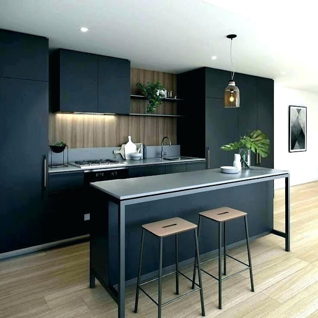 Black colour modern kitchen design ideas