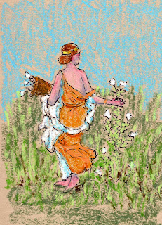 drawing of the goddess flora by artist David Borden
