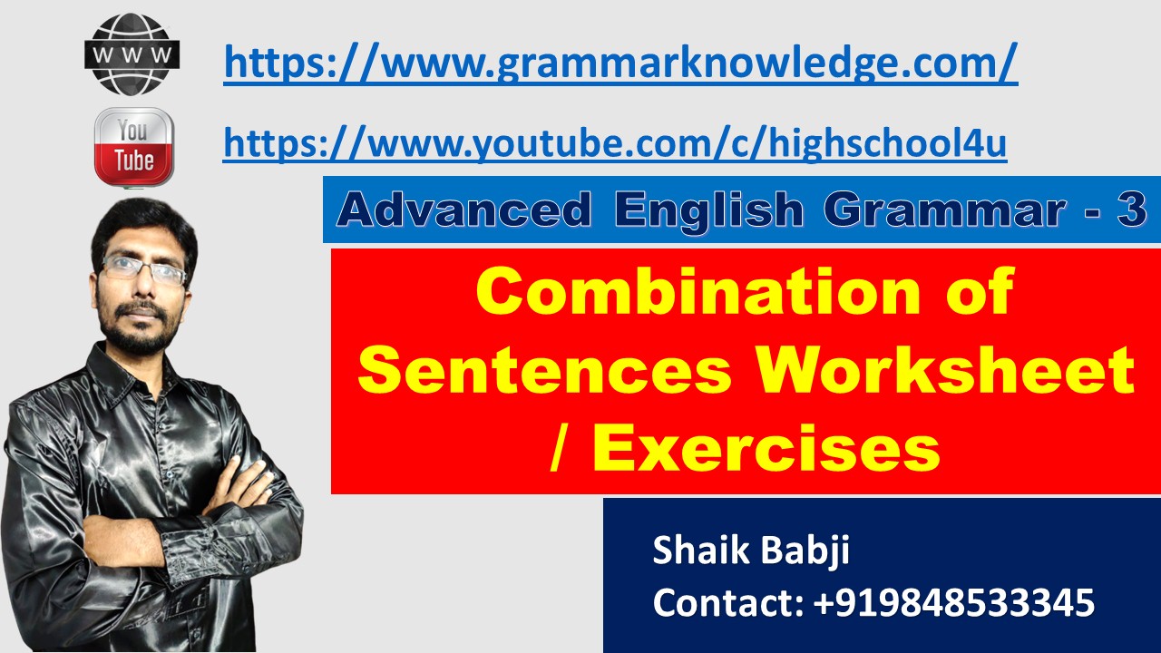 Combination Of Sentences Worksheet Exercises Sentence Combining Worksheet 25 Marks Learn