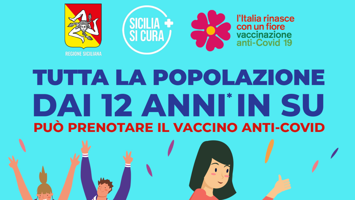 open day vaccino covid Regione Siciliana dai 12 anni in su 4 6 luglio