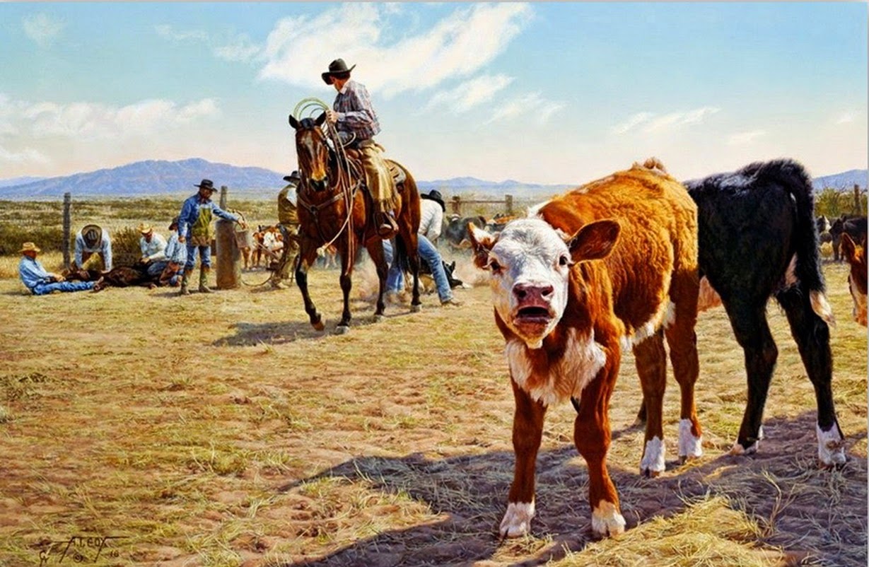 pinturas-de-vaqueros-montados-a-caballo