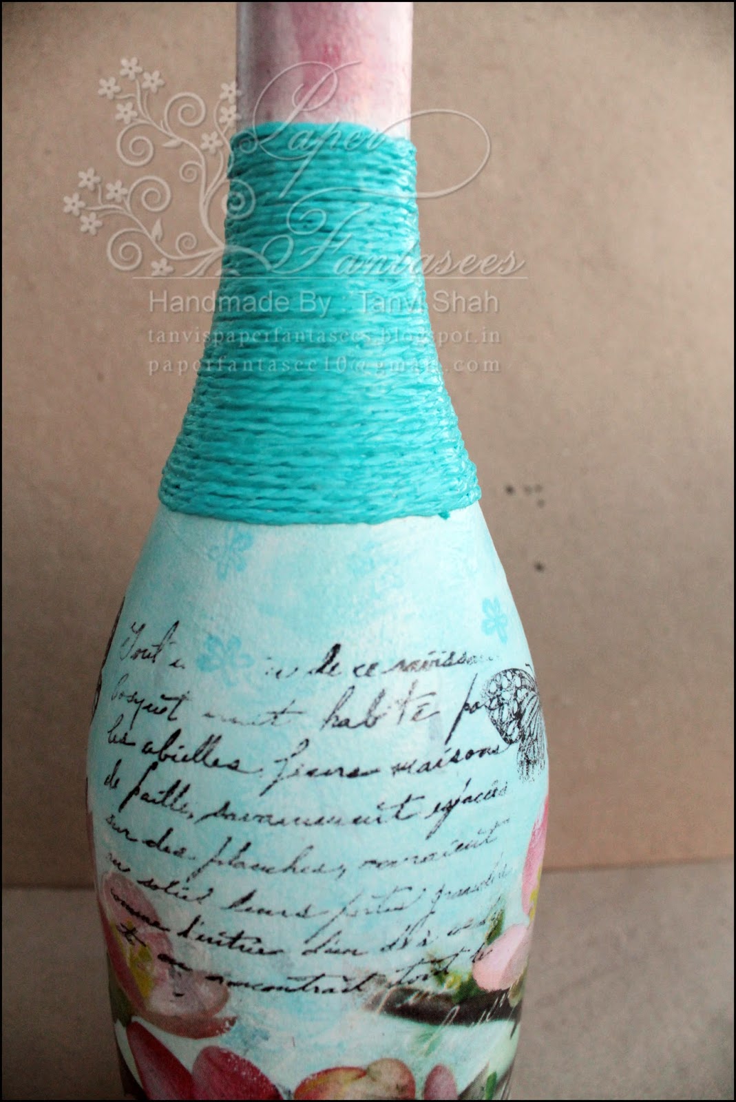 Paper Fantasees The Craft Blog Decoupage Wine bottle
