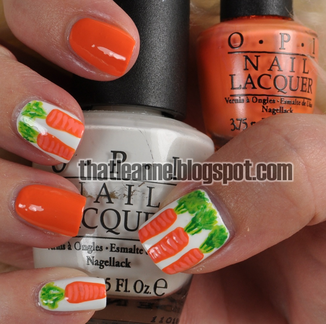 thatleanne Easter Bunny with Carrots nail art!