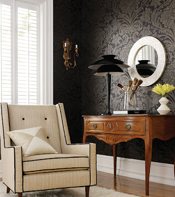 Different+wall+finishes+for+the+interior+design+of+your+bedroom++House-Wallpaper-Designs-Black-Thibaut-Image