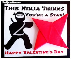 TheMamaZone.com: Origami Ninja Star Valentine's Day Printable - This Ninja thinks you're a star.