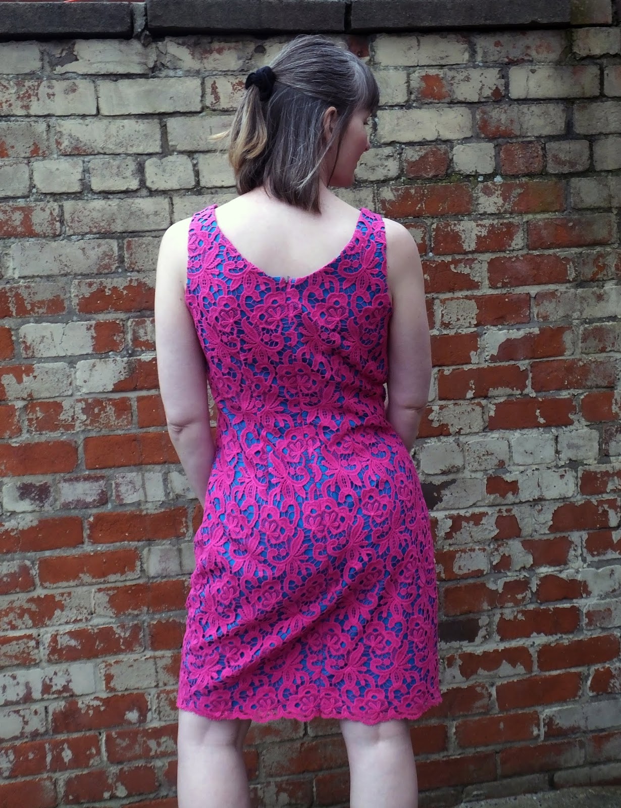 cerise pink lace dress